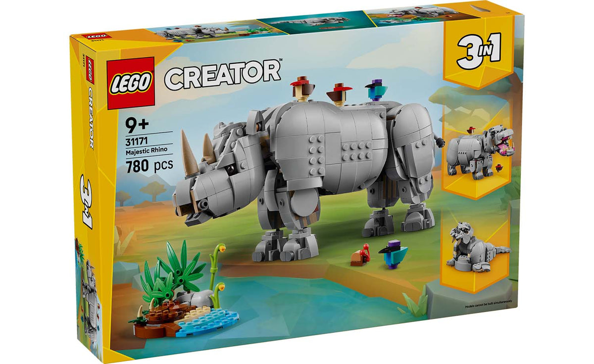 LEGO Creator 3-in-1 Wild Animals: Majestic Rhino with Birds | 31171